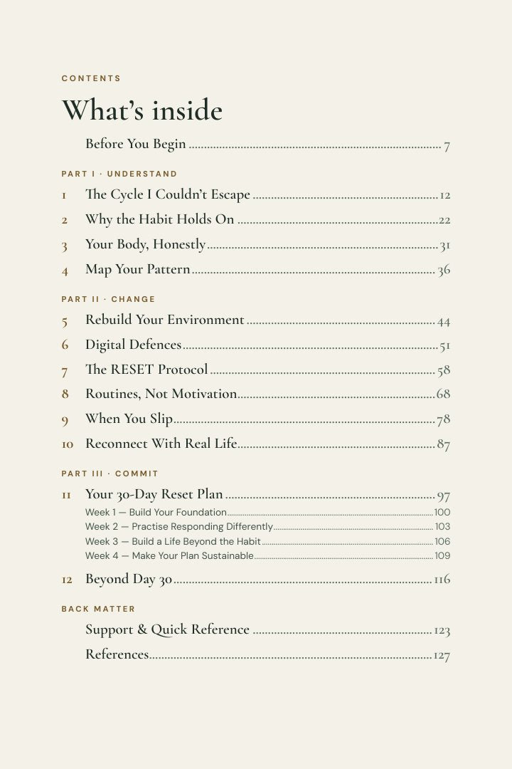 Contents page of The Reset Path